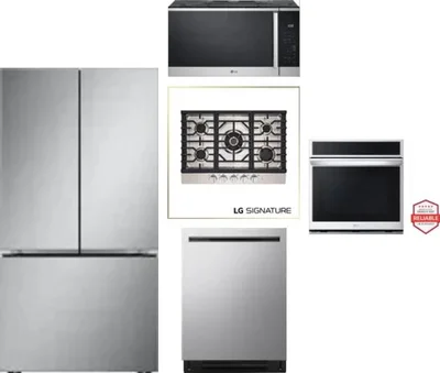 5 Piece Package Includes Refrigerator, Cooktop, Wall Oven, Microwave And Dishwasher