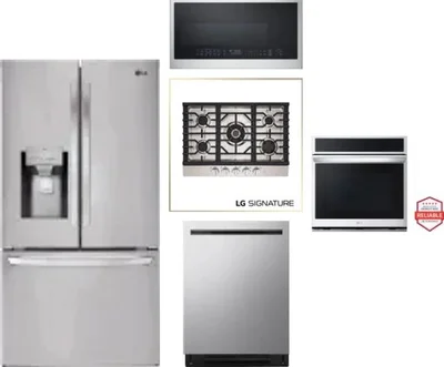 5 Piece Package Includes Refrigerator, Cooktop, Wall Oven, Microwave And Dishwasher