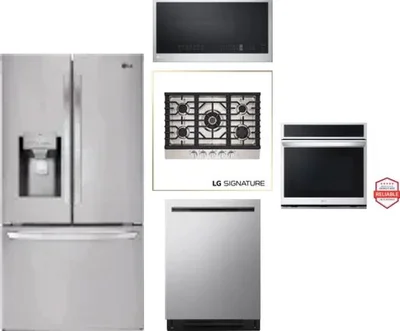 5 Piece Package Includes Refrigerator, Cooktop, Wall Oven, Microwave And Dishwasher