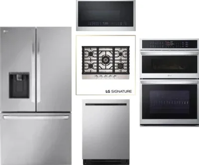 5 Piece Package Includes Refrigerator, Cooktop, Wall Oven, Microwave And Dishwasher