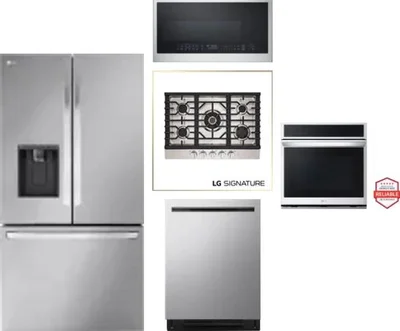 5 Piece Package Includes Refrigerator, Cooktop, Wall Oven, Microwave And Dishwasher