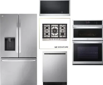 5 Piece Package Includes Refrigerator, Cooktop, Wall Oven, Microwave And Dishwasher