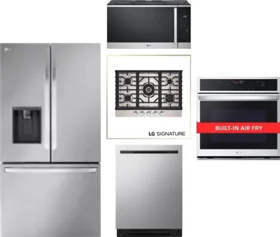 5 Piece Package Includes Refrigerator, Cooktop, Wall Oven, Microwave And Dishwasher