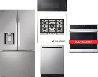 5 Piece Package Includes Refrigerator, Cooktop, Wall Oven, Microwave And Dishwasher