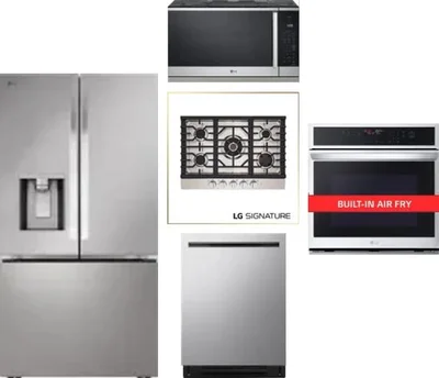 5 Piece Package Includes Refrigerator, Cooktop, Wall Oven, Microwave And Dishwasher