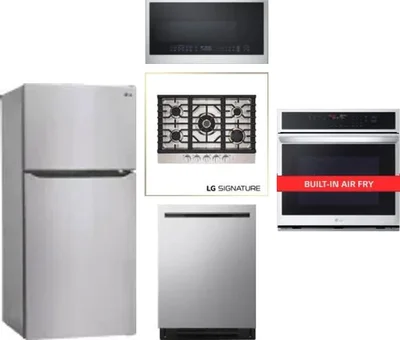 5 Piece Package Includes Refrigerator, Cooktop, Wall Oven, Microwave And Dishwasher