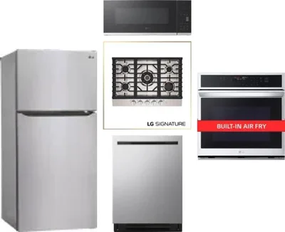 5 Piece Package Includes Refrigerator, Cooktop, Wall Oven, Microwave And Dishwasher