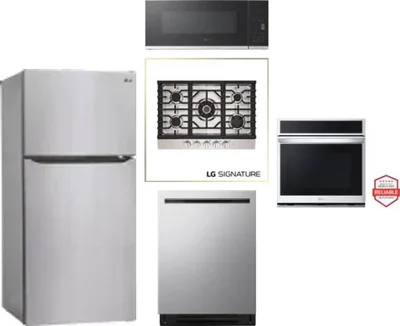 5 Piece Package Includes Refrigerator, Cooktop, Wall Oven, Microwave And Dishwasher