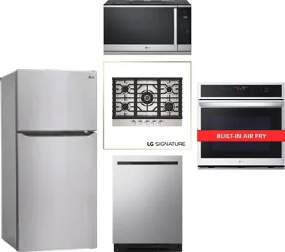 5 Piece Package Includes Refrigerator, Cooktop, Wall Oven, Microwave And Dishwasher