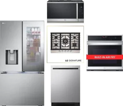 5 Piece Package Includes Refrigerator, Cooktop, Wall Oven, Microwave And Dishwasher