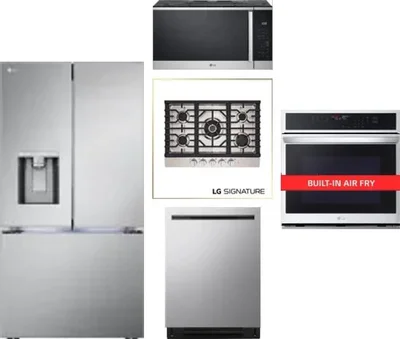 5 Piece Package Includes Refrigerator, Cooktop, Wall Oven, Microwave And Dishwasher