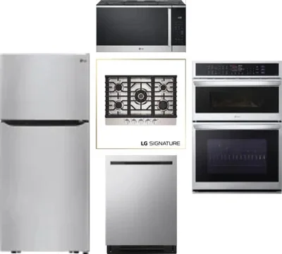 5 Piece Package Includes Refrigerator, Cooktop, Wall Oven, Microwave And Dishwasher