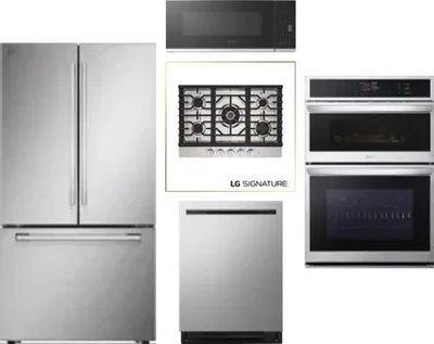 5 Piece Package Includes Refrigerator, Cooktop, Wall Oven, Microwave And Dishwasher
