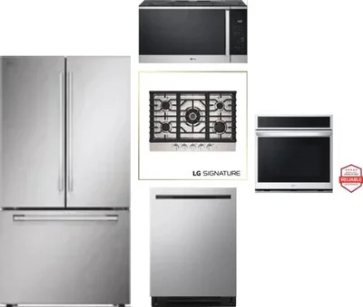 5 Piece Package Includes Refrigerator, Cooktop, Wall Oven, Microwave And Dishwasher