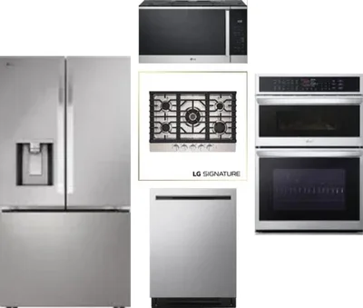 5 Piece Package Includes Refrigerator, Cooktop, Wall Oven, Microwave And Dishwasher