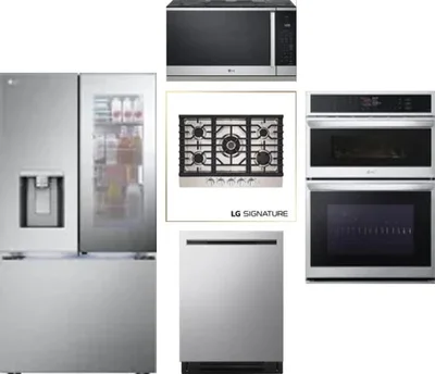 5 Piece Package Includes Refrigerator, Cooktop, Wall Oven, Microwave And Dishwasher