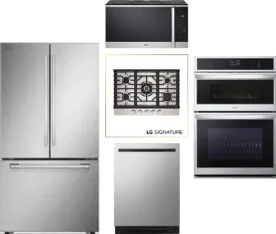 5 Piece Package Includes Refrigerator, Cooktop, Wall Oven, Microwave And Dishwasher