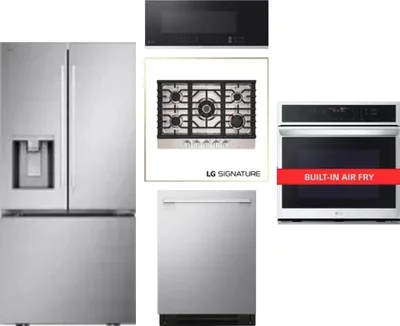 5 Piece Package Includes Refrigerator, Cooktop, Wall Oven, Microwave And Dishwasher