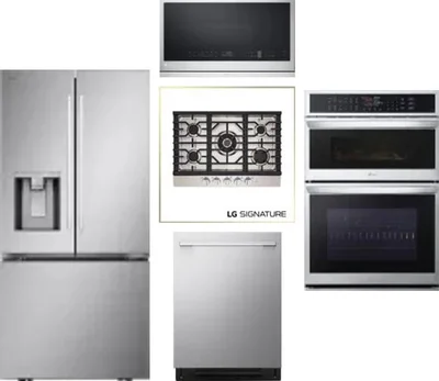 5 Piece Package Includes Refrigerator, Cooktop, Wall Oven, Microwave And Dishwasher