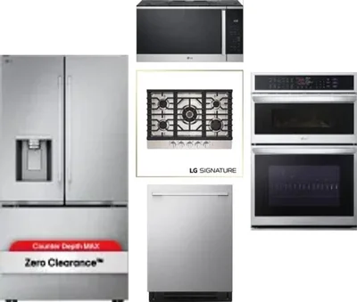 5 Piece Package Includes Refrigerator, Cooktop, Wall Oven, Microwave And Dishwasher