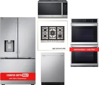 5 Piece Package Includes Refrigerator, Cooktop, Wall Oven, Microwave And Dishwasher