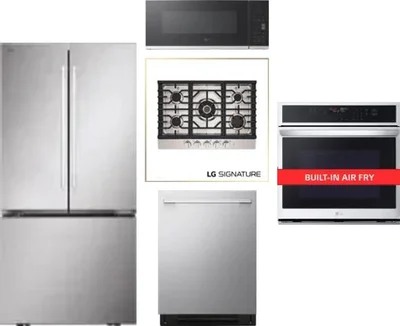 5 Piece Package Includes Refrigerator, Cooktop, Wall Oven, Microwave And Dishwasher