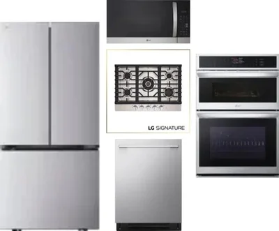 5 Piece Package Includes Refrigerator, Cooktop, Wall Oven, Microwave And Dishwasher