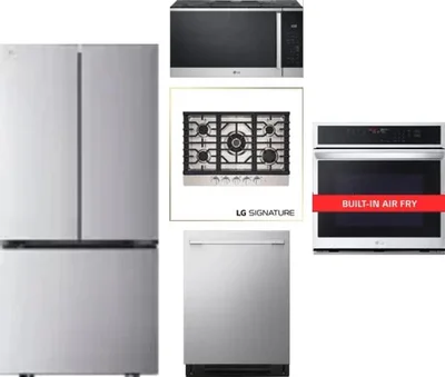 5 Piece Package Includes Refrigerator, Cooktop, Wall Oven, Microwave And Dishwasher