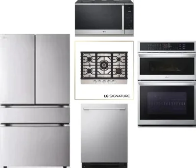 5 Piece Package Includes Refrigerator, Cooktop, Wall Oven, Microwave And Dishwasher