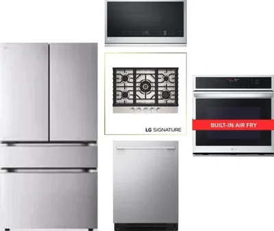 5 Piece Package Includes Refrigerator, Cooktop, Wall Oven, Microwave And Dishwasher