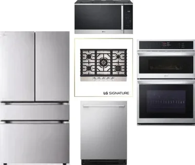 5 Piece Package Includes Refrigerator, Cooktop, Wall Oven, Microwave And Dishwasher