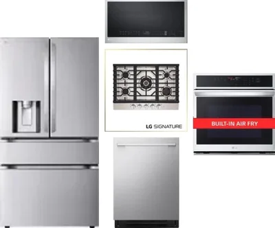 5 Piece Package Includes Refrigerator, Cooktop, Wall Oven, Microwave And Dishwasher