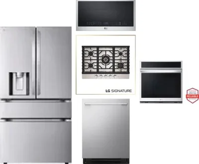5 Piece Package Includes Refrigerator, Cooktop, Wall Oven, Microwave And Dishwasher