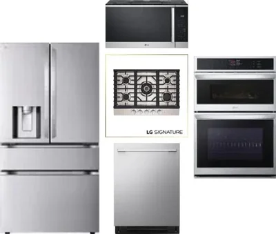 5 Piece Package Includes Refrigerator, Cooktop, Wall Oven, Microwave And Dishwasher