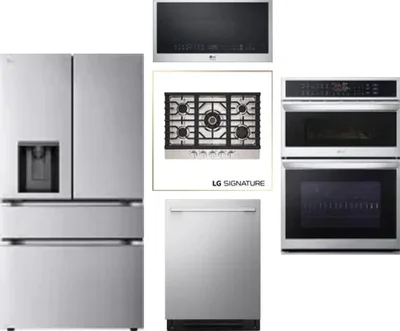 5 Piece Package Includes Refrigerator, Cooktop, Wall Oven, Microwave And Dishwasher