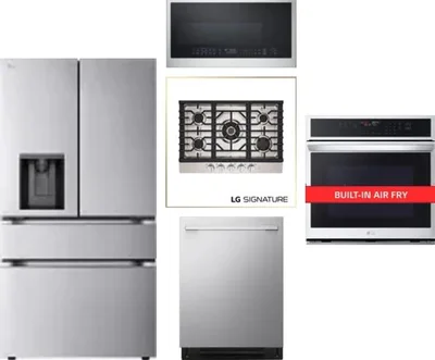 5 Piece Package Includes Refrigerator, Cooktop, Wall Oven, Microwave And Dishwasher