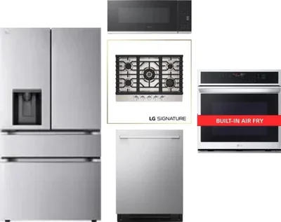 5 Piece Package Includes Refrigerator, Cooktop, Wall Oven, Microwave And Dishwasher