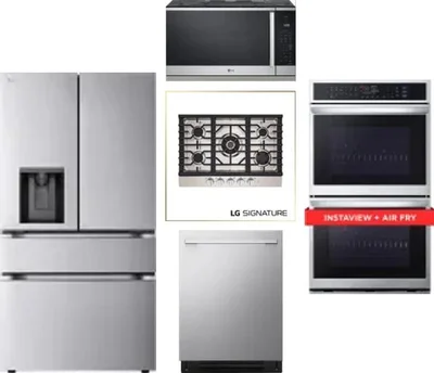 5 Piece Package Includes Refrigerator, Cooktop, Wall Oven, Microwave And Dishwasher