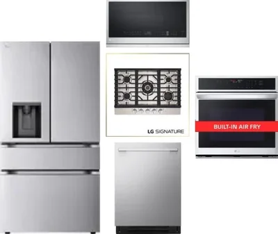 5 Piece Package Includes Refrigerator, Cooktop, Wall Oven, Microwave And Dishwasher