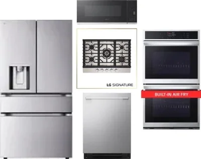 5 Piece Package Includes Refrigerator, Cooktop, Wall Oven, Microwave And Dishwasher