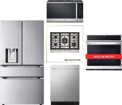 5 Piece Package Includes Refrigerator, Cooktop, Wall Oven, Microwave And Dishwasher