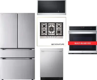 5 Piece Package Includes Refrigerator, Cooktop, Wall Oven, Microwave And Dishwasher
