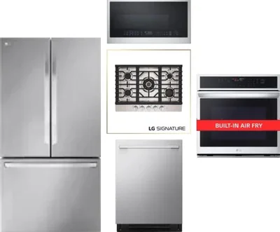 5 Piece Package Includes Refrigerator, Cooktop, Wall Oven, Microwave And Dishwasher