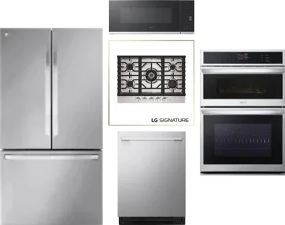 5 Piece Package Includes Refrigerator, Cooktop, Wall Oven, Microwave And Dishwasher