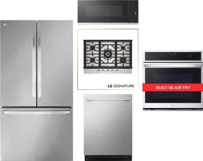 5 Piece Package Includes Refrigerator, Cooktop, Wall Oven, Microwave And Dishwasher