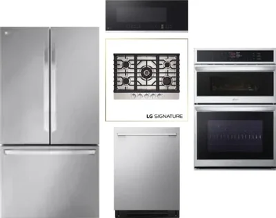 5 Piece Package Includes Refrigerator, Cooktop, Wall Oven, Microwave And Dishwasher
