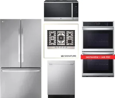 5 Piece Package Includes Refrigerator, Cooktop, Wall Oven, Microwave And Dishwasher