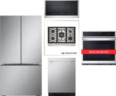 5 Piece Package Includes Refrigerator, Cooktop, Wall Oven, Microwave And Dishwasher