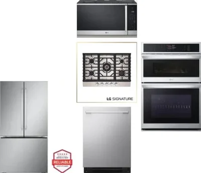 5 Piece Package Includes Refrigerator, Cooktop, Wall Oven, Microwave And Dishwasher