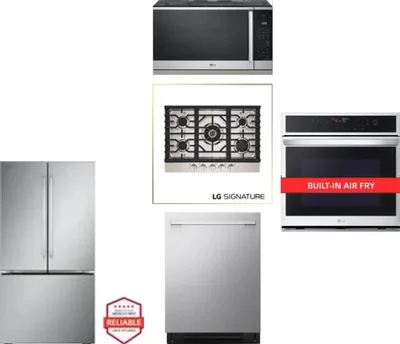 5 Piece Package Includes Refrigerator, Cooktop, Wall Oven, Microwave And Dishwasher